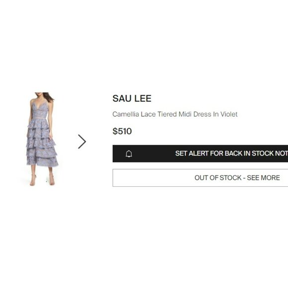 SAU LEE Violet Camellia Lace Tiered Midi Dress - Picture 3 of 13